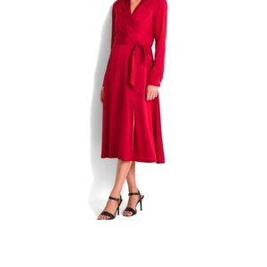 Ralph Lauren Black Label Red Plunge Wrap Dress
